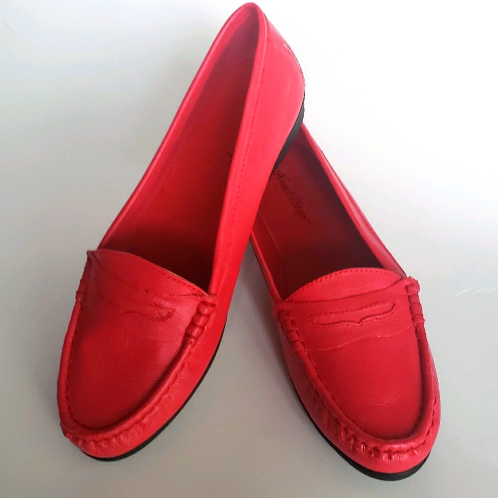 Red genuine leather Angel Steps loafers sz 11